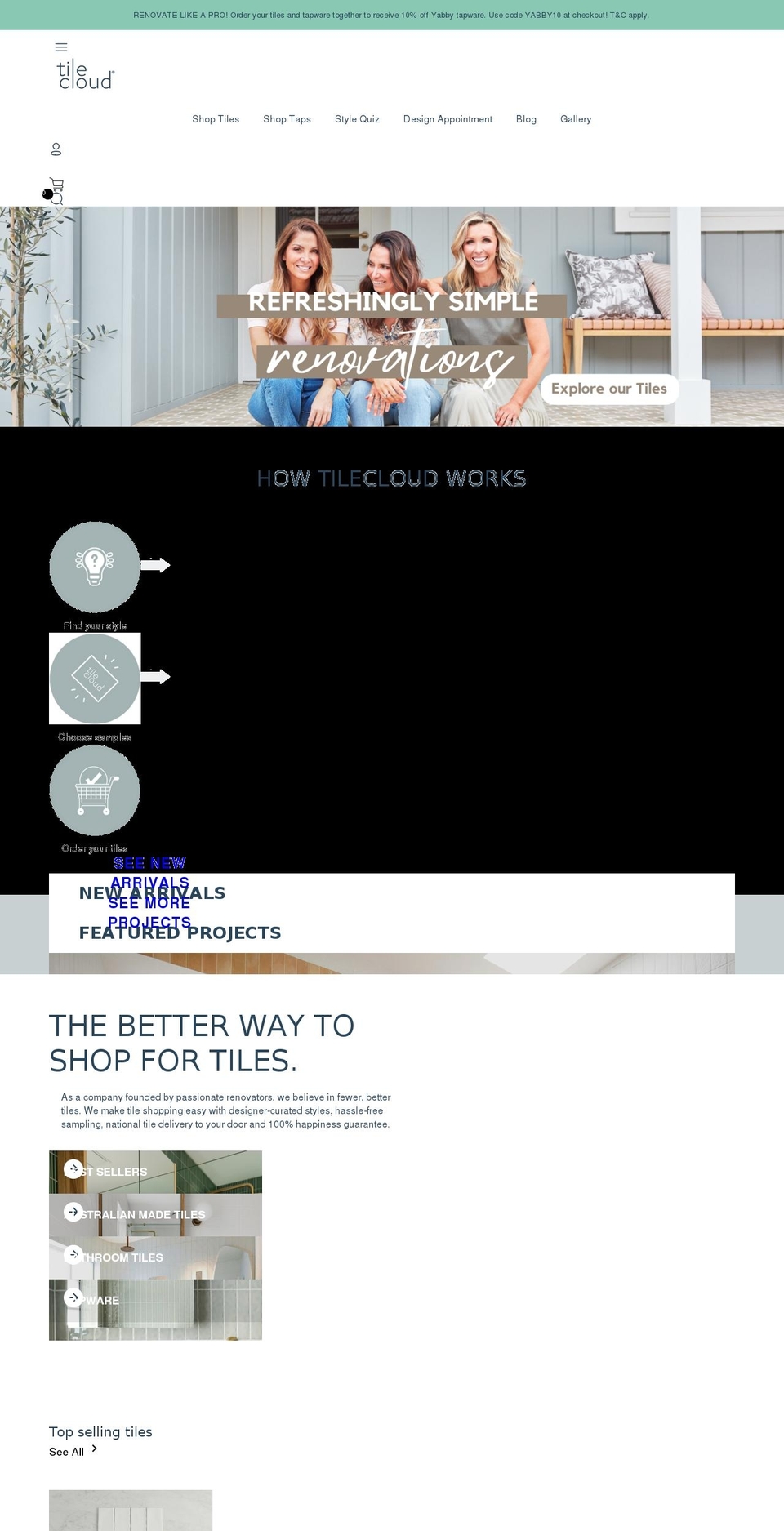 tilecloud.com.au shopify website screenshot
