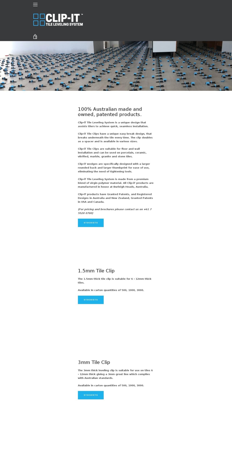tilelevellingclip.com — Shopify storefront screenshot
