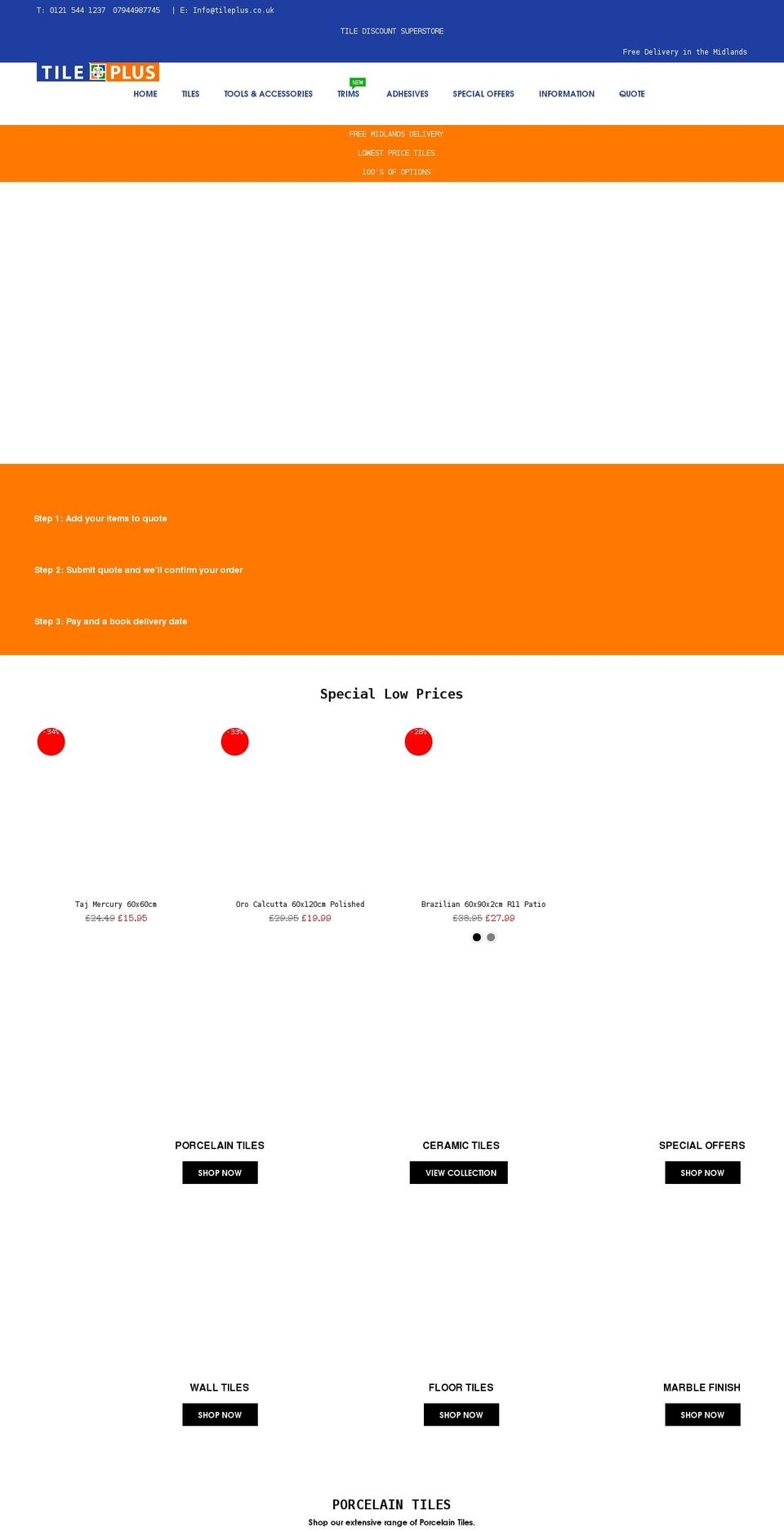 tileplus.co.uk shopify website screenshot