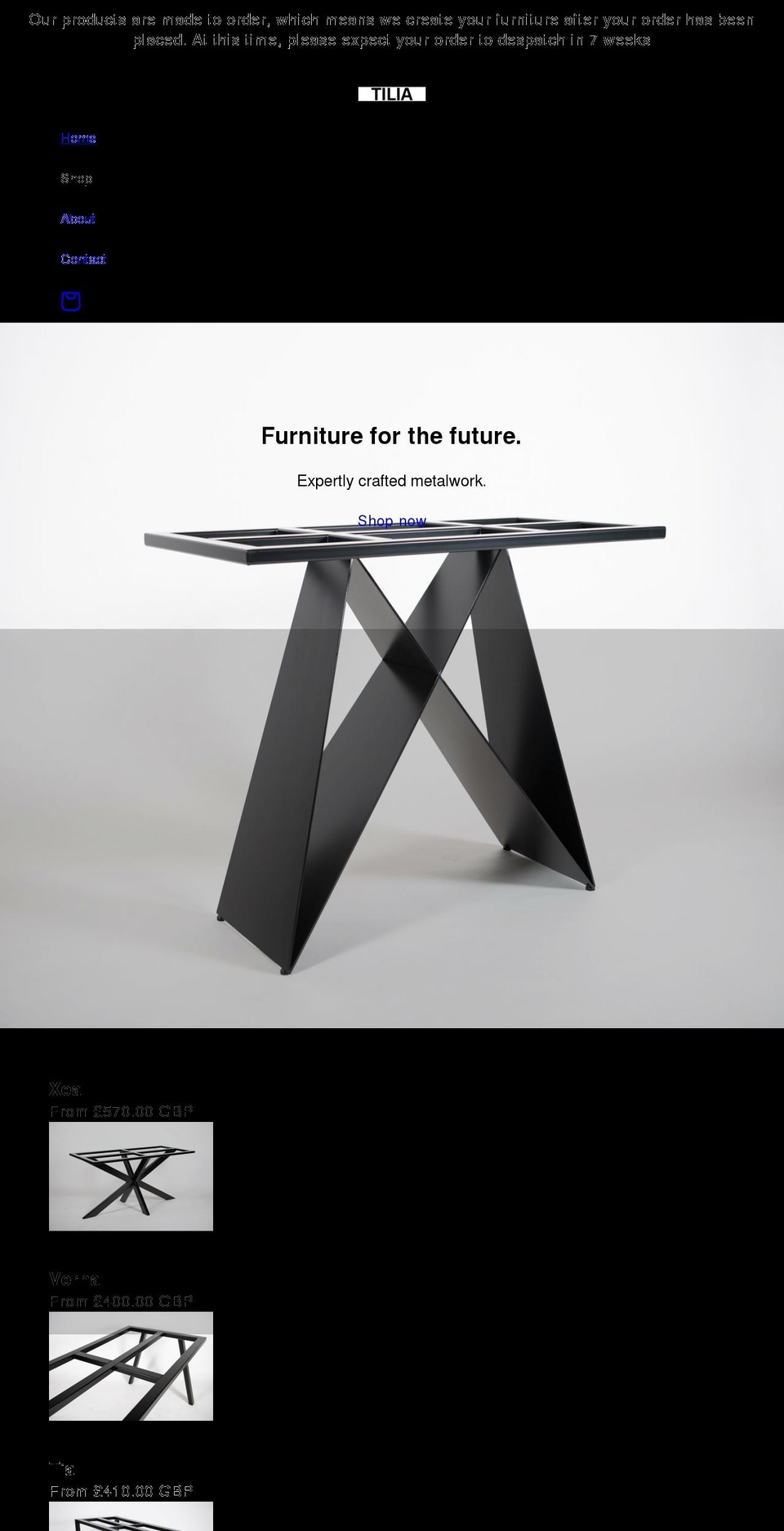 tiliacreations.com shopify website screenshot