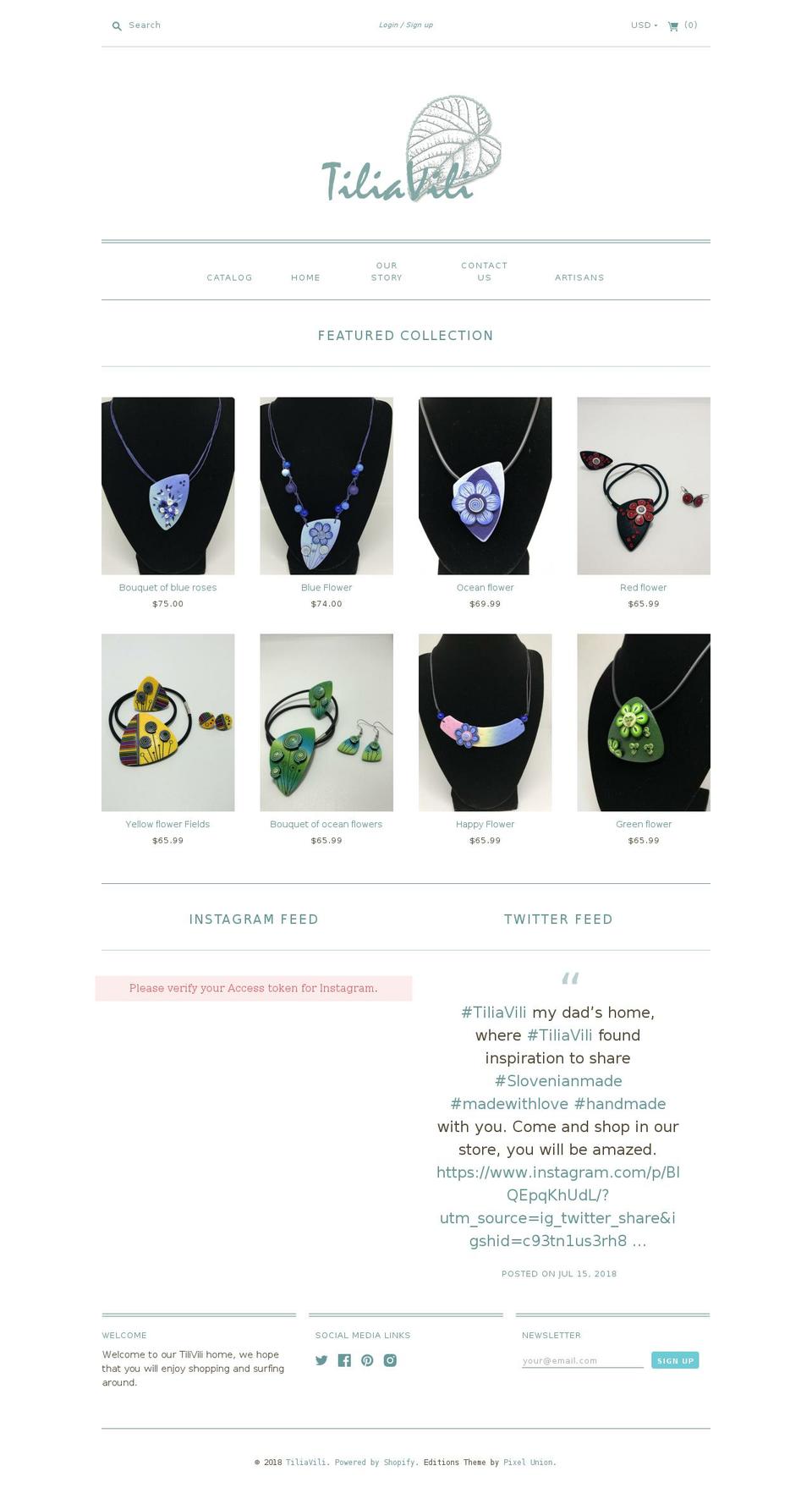 tiliavili.com — Shopify storefront screenshot
