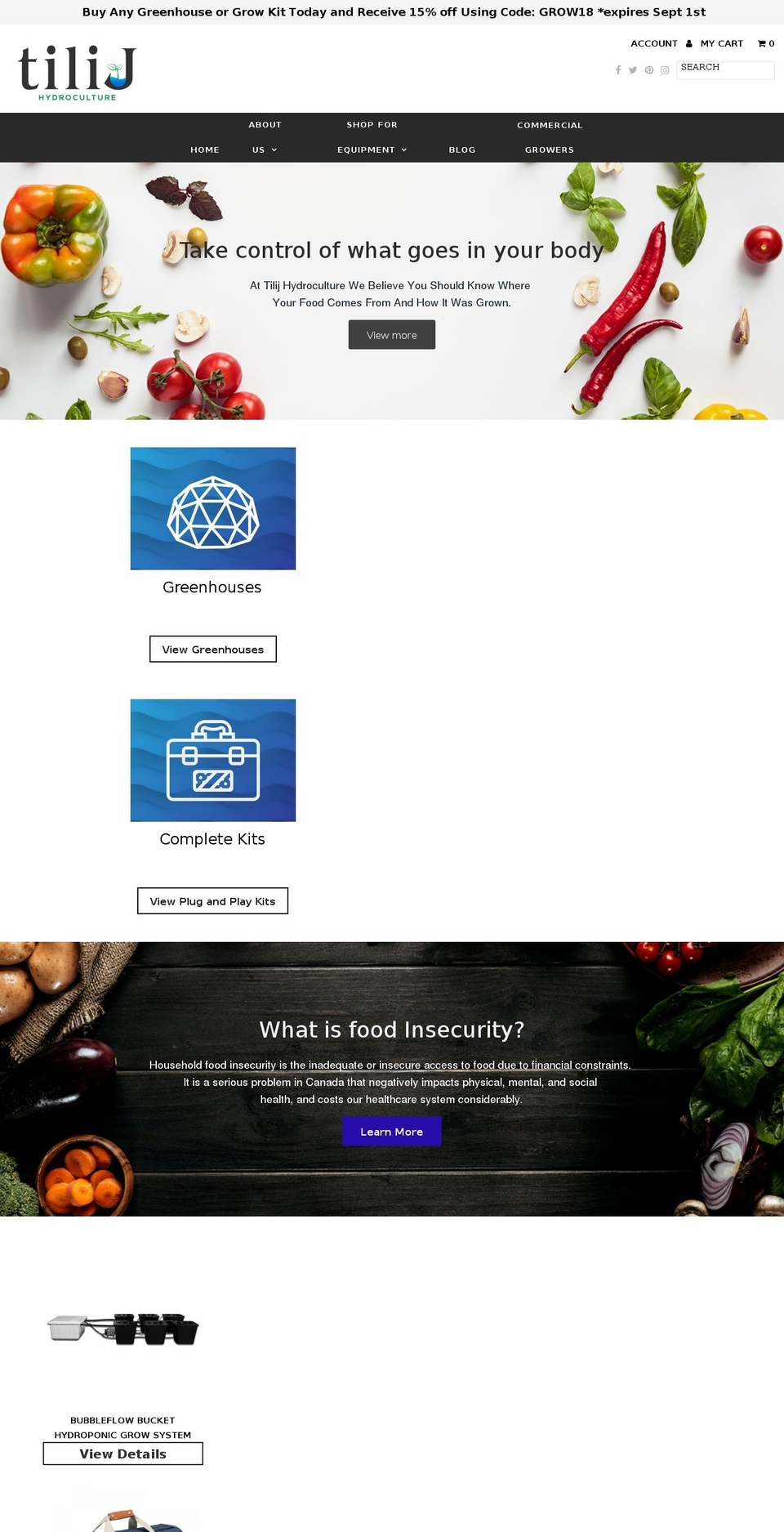 tilijhydroculture.com shopify website screenshot