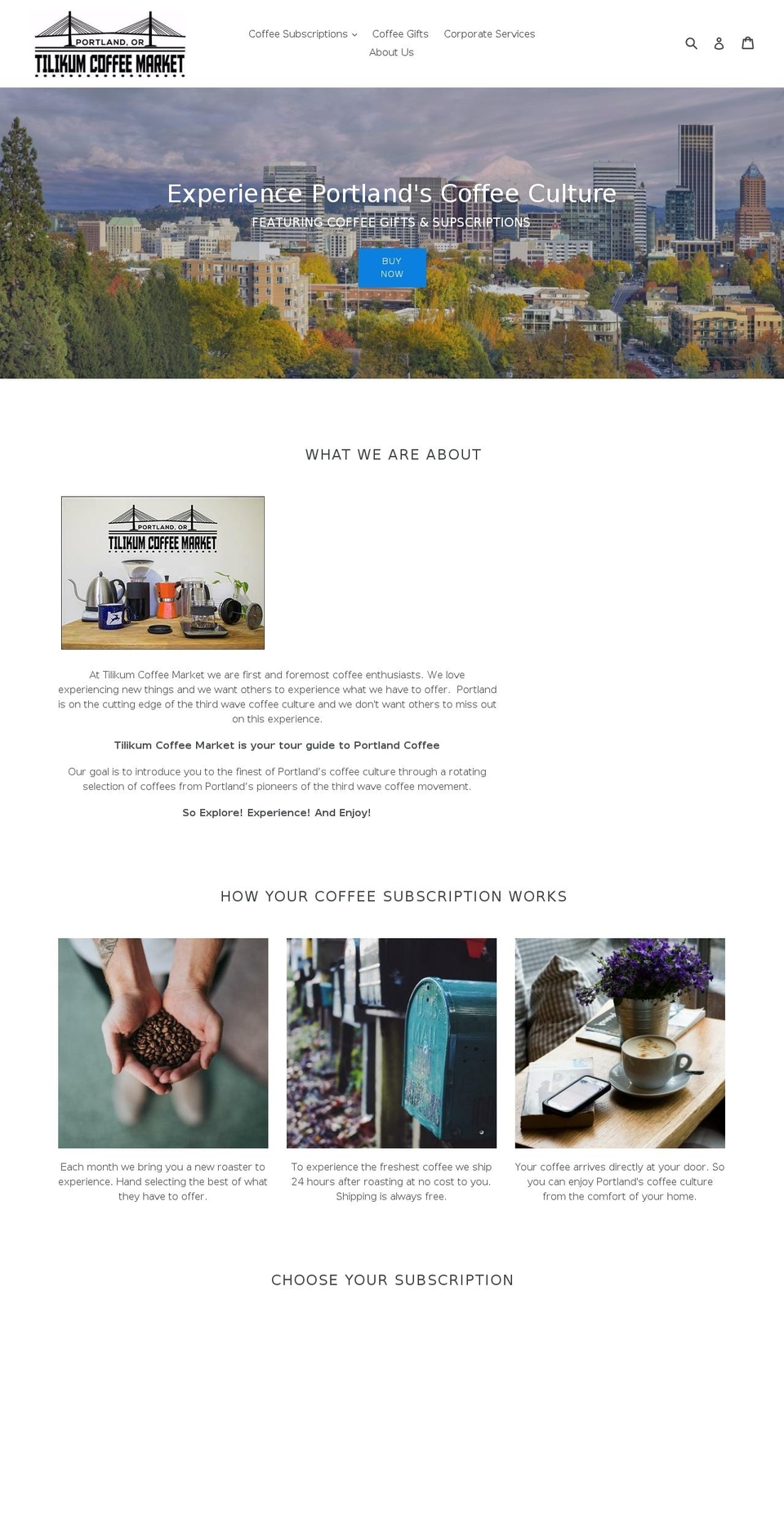 Main Theme - Debut Shopify theme site example tilikumcoffee.com