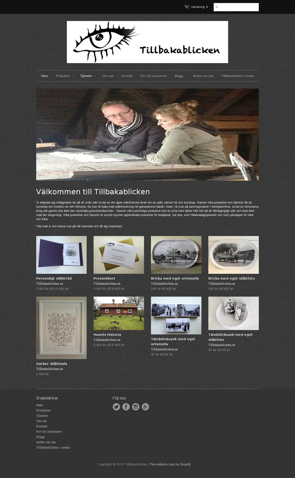 tillbakablicken.se shopify website screenshot