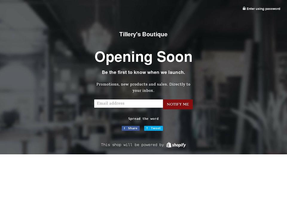 tillerysboutique.com shopify website screenshot