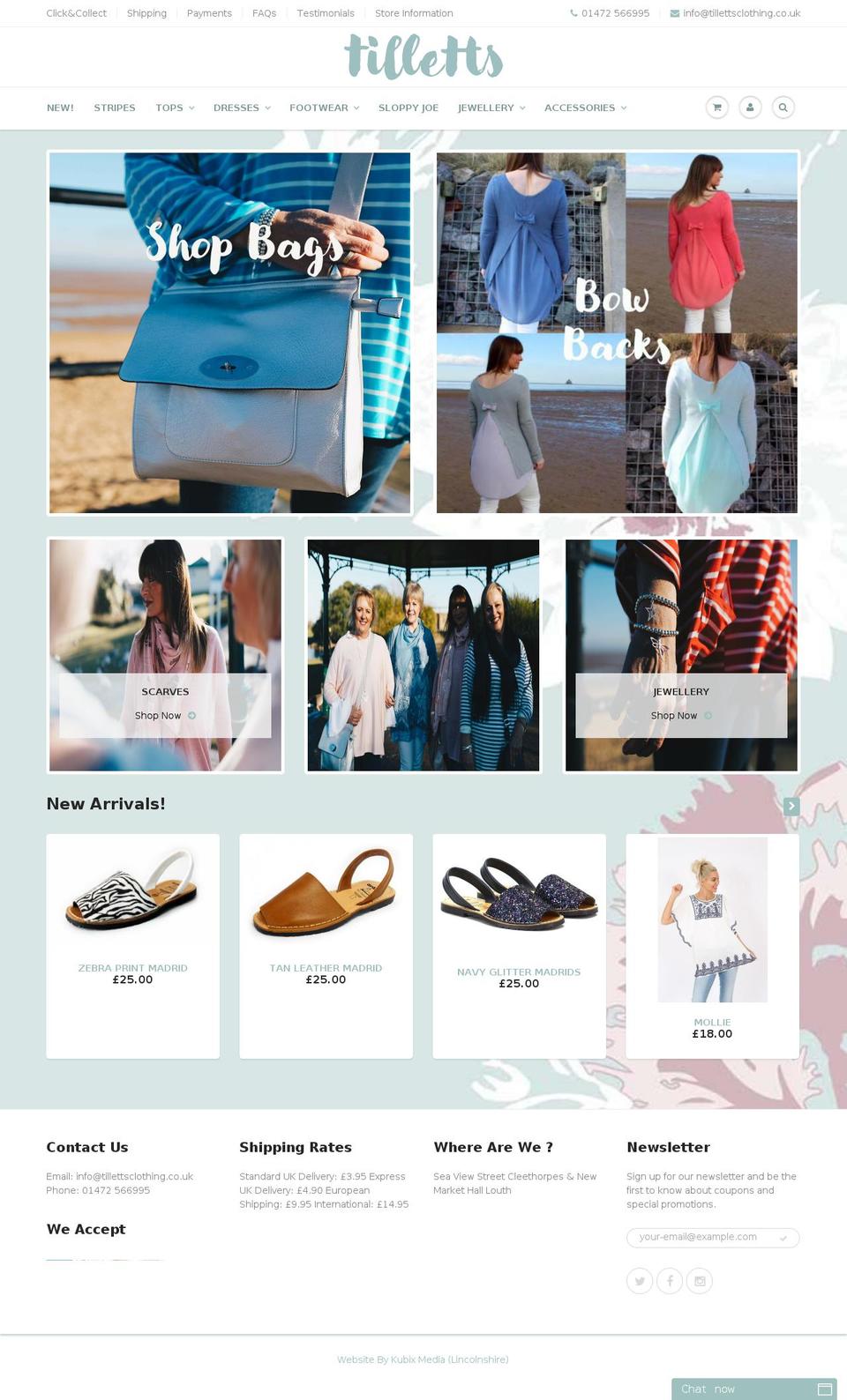 tillettsclothing.com shopify website screenshot