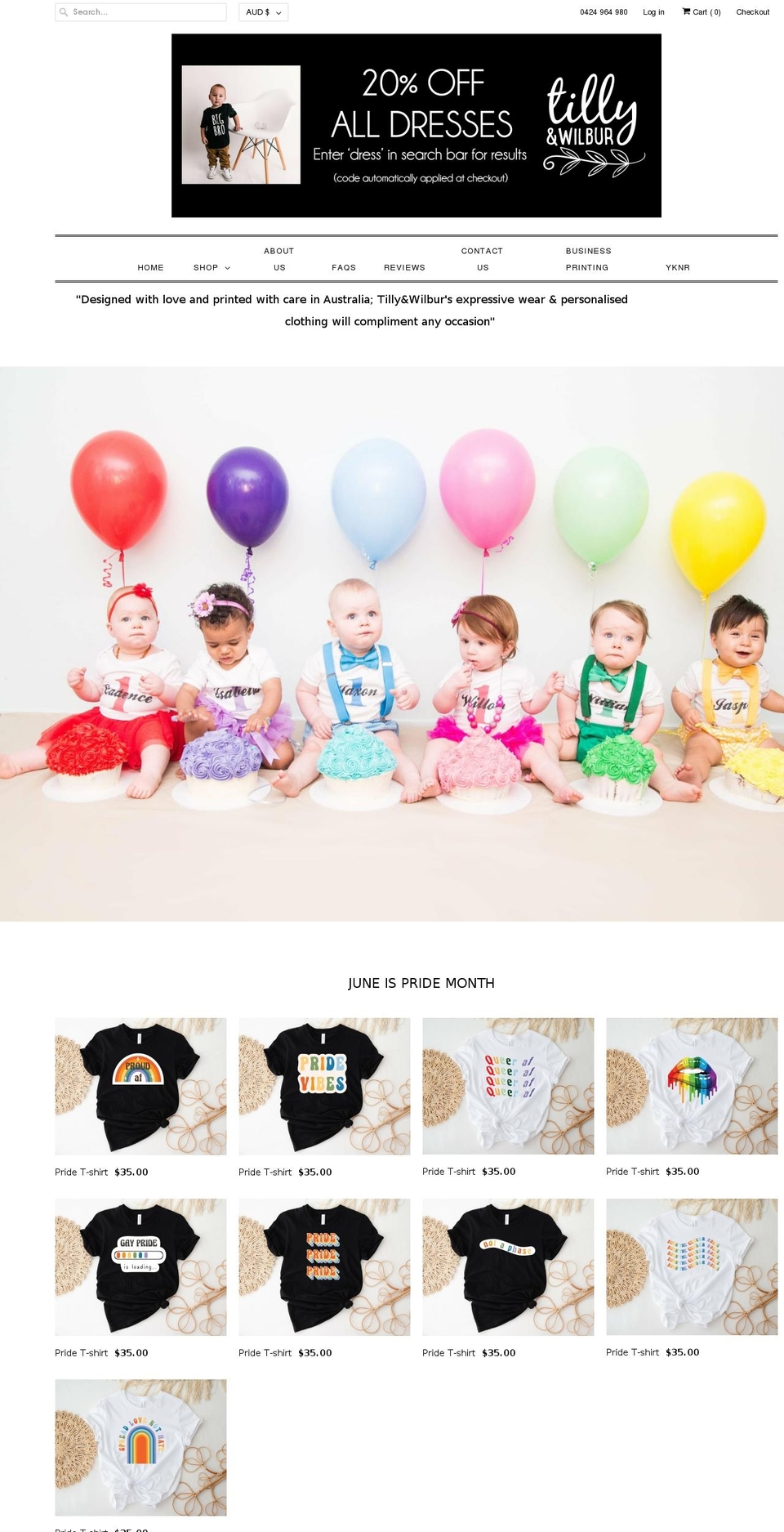 tillyandwilbur.com.au shopify website screenshot