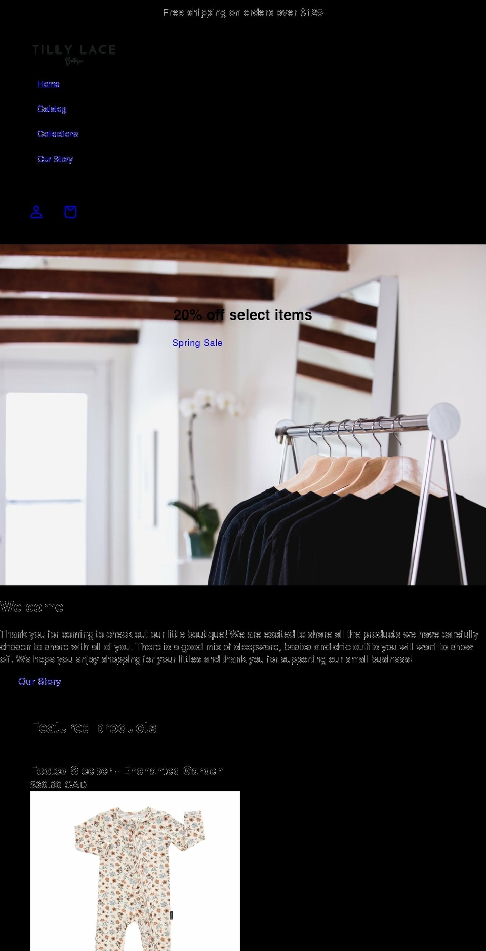tillylaceboutique.com shopify website screenshot
