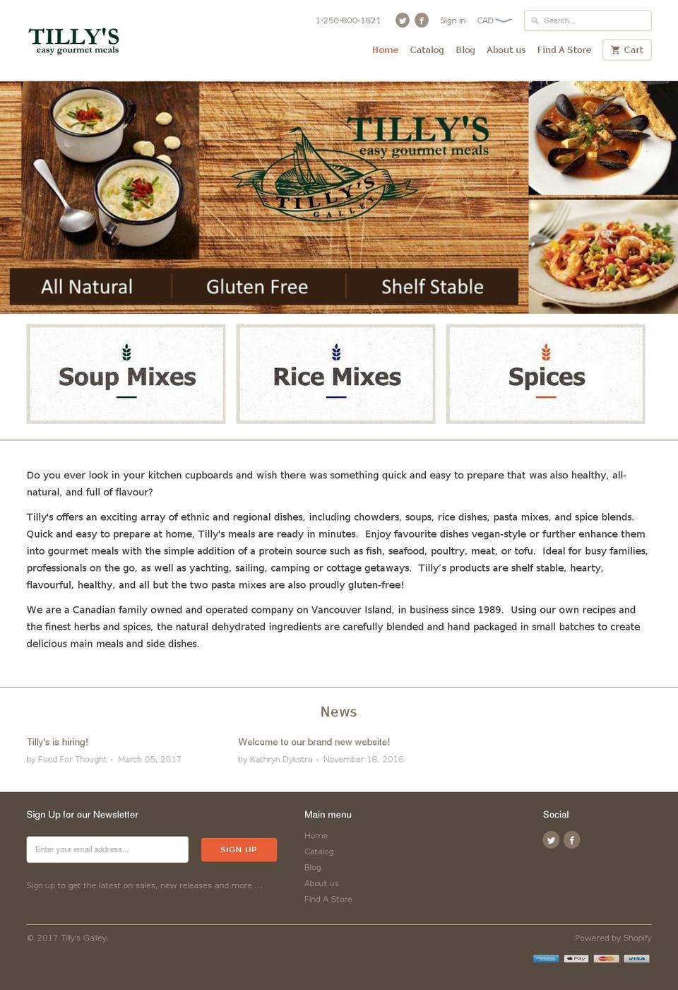 tillysgalley.ca shopify website screenshot