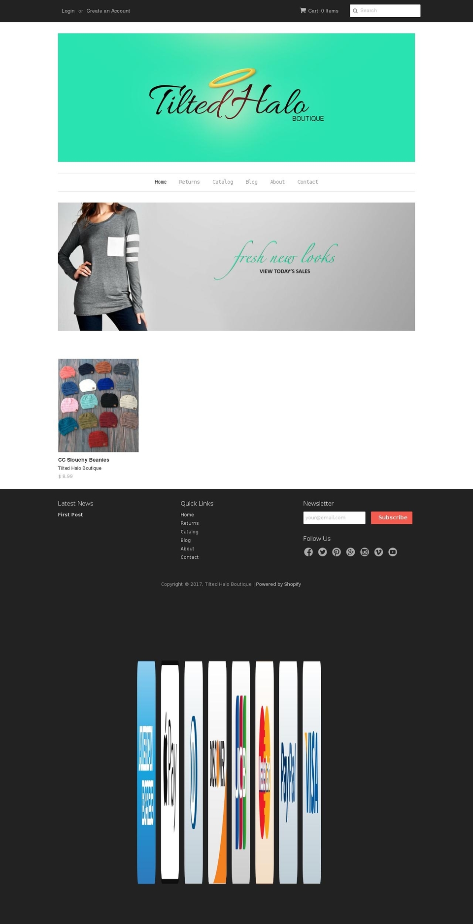 tiltedhaloboutique.com shopify website screenshot
