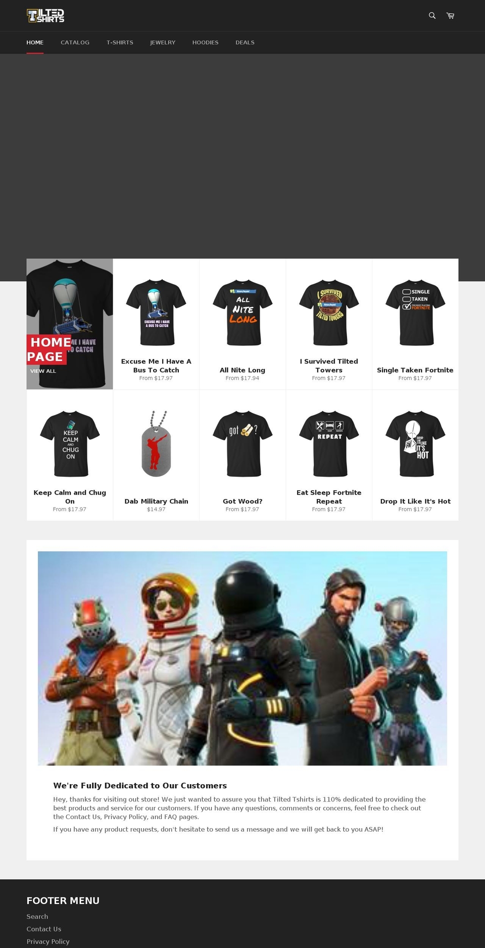 tiltedtshirts.com — Shopify storefront screenshot