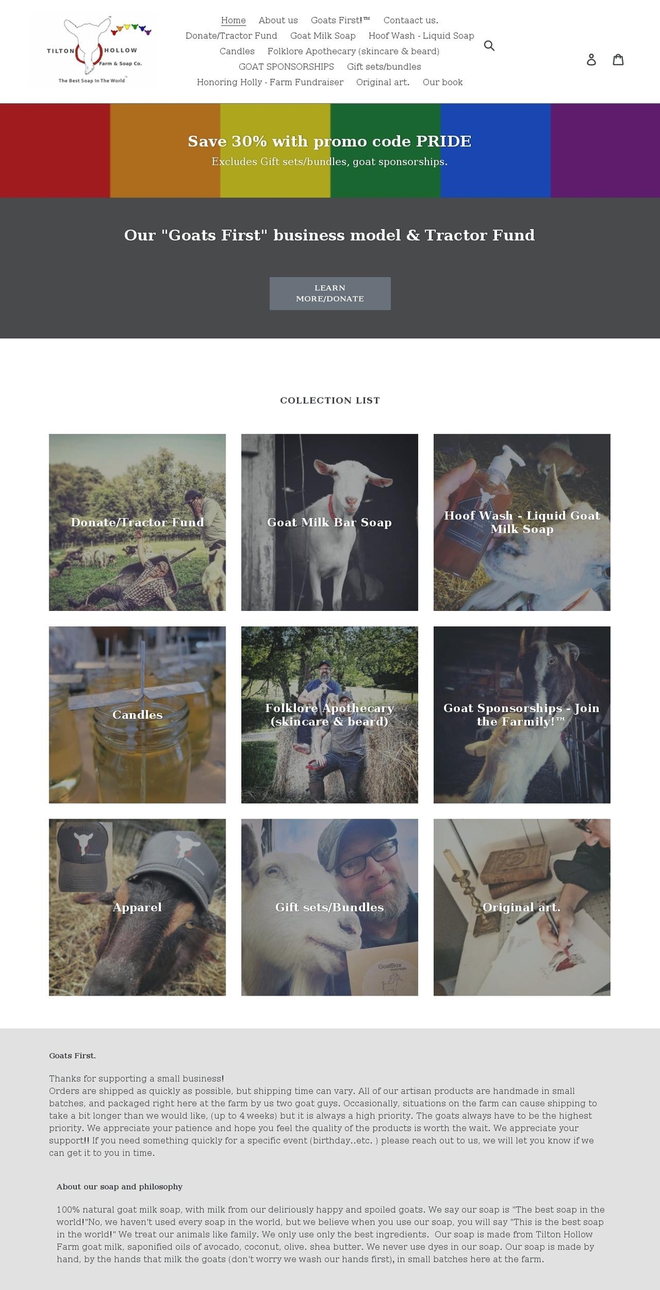 tiltonhollow.com shopify website screenshot