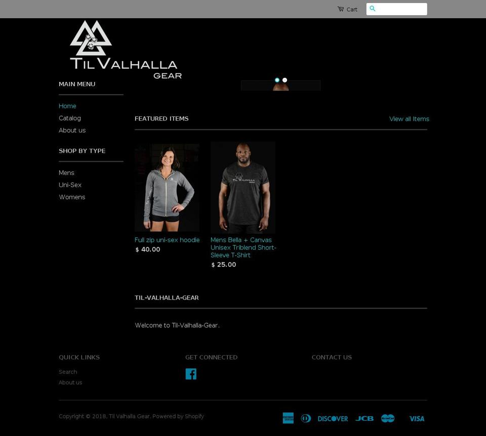 tilvalhallagear.biz shopify website screenshot