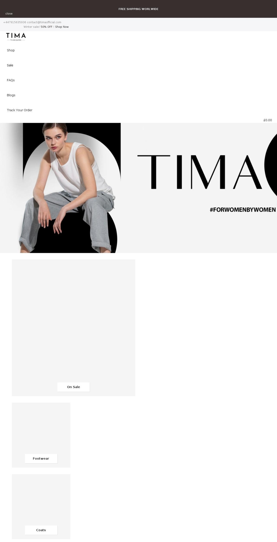 timaofficial.com shopify website screenshot