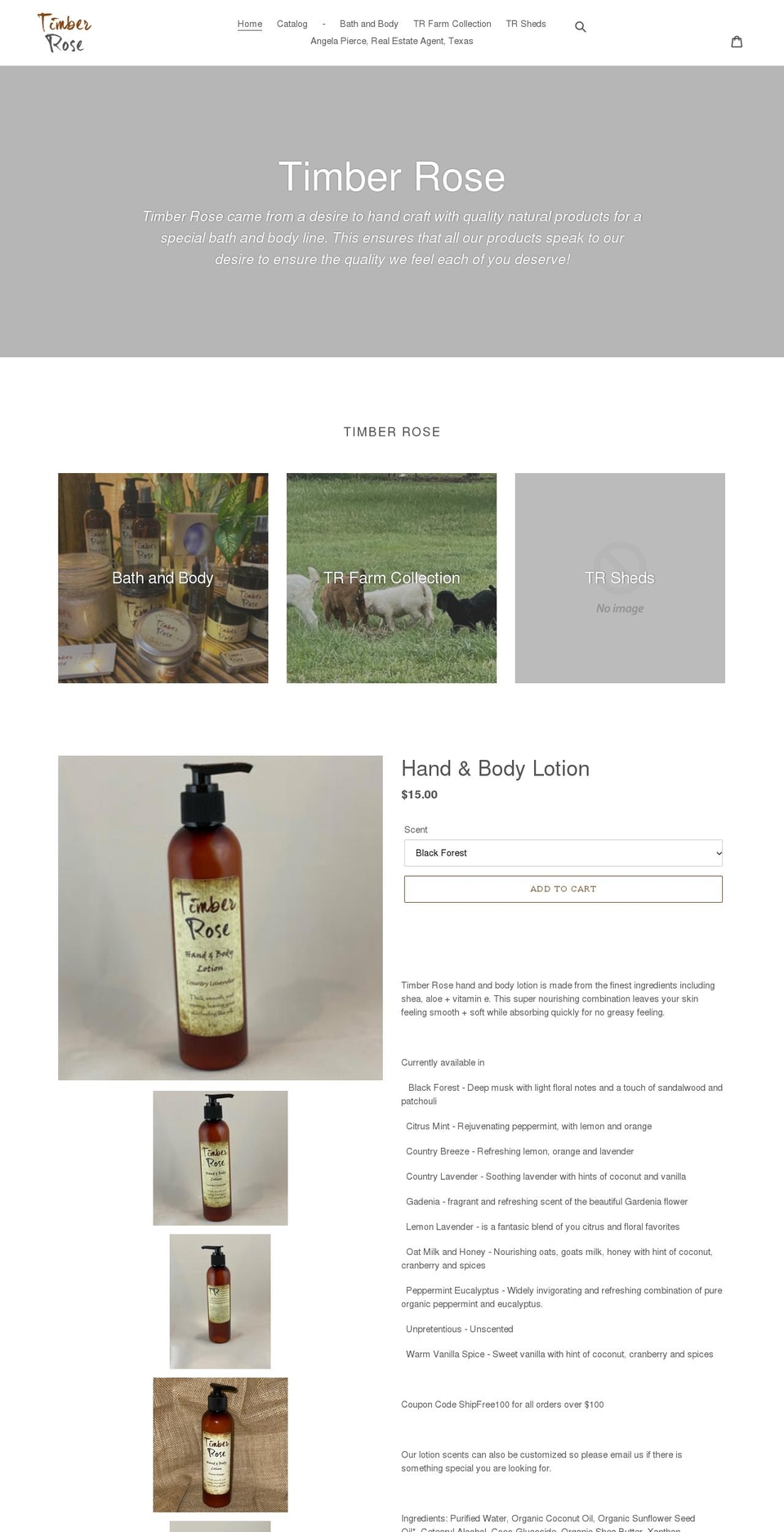 timber-rose.com shopify website screenshot