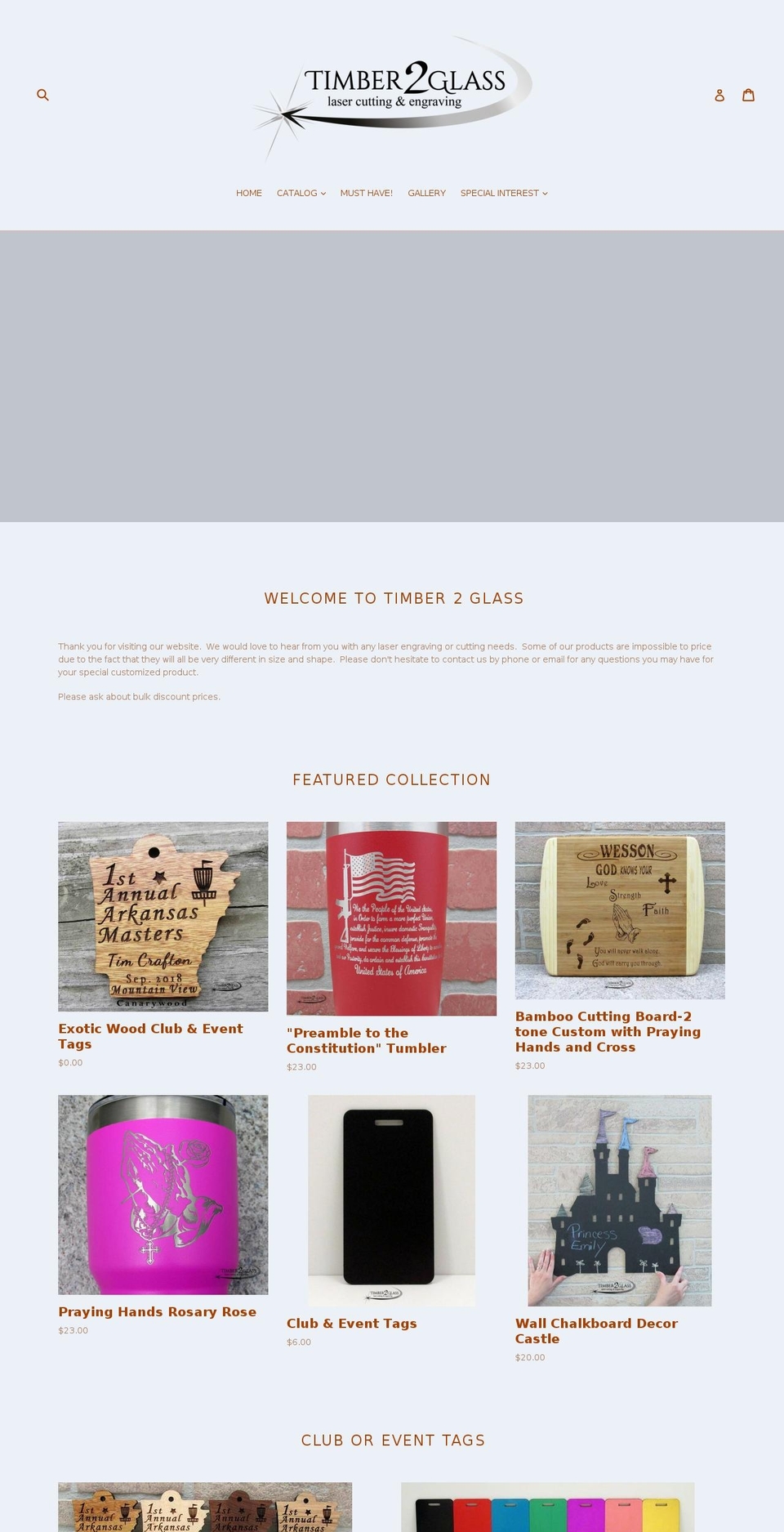 timber2glass.com shopify website screenshot