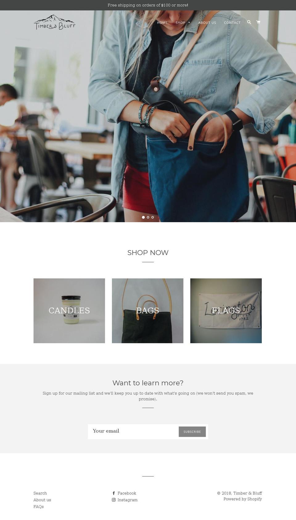timberandbluff.com — Shopify storefront screenshot