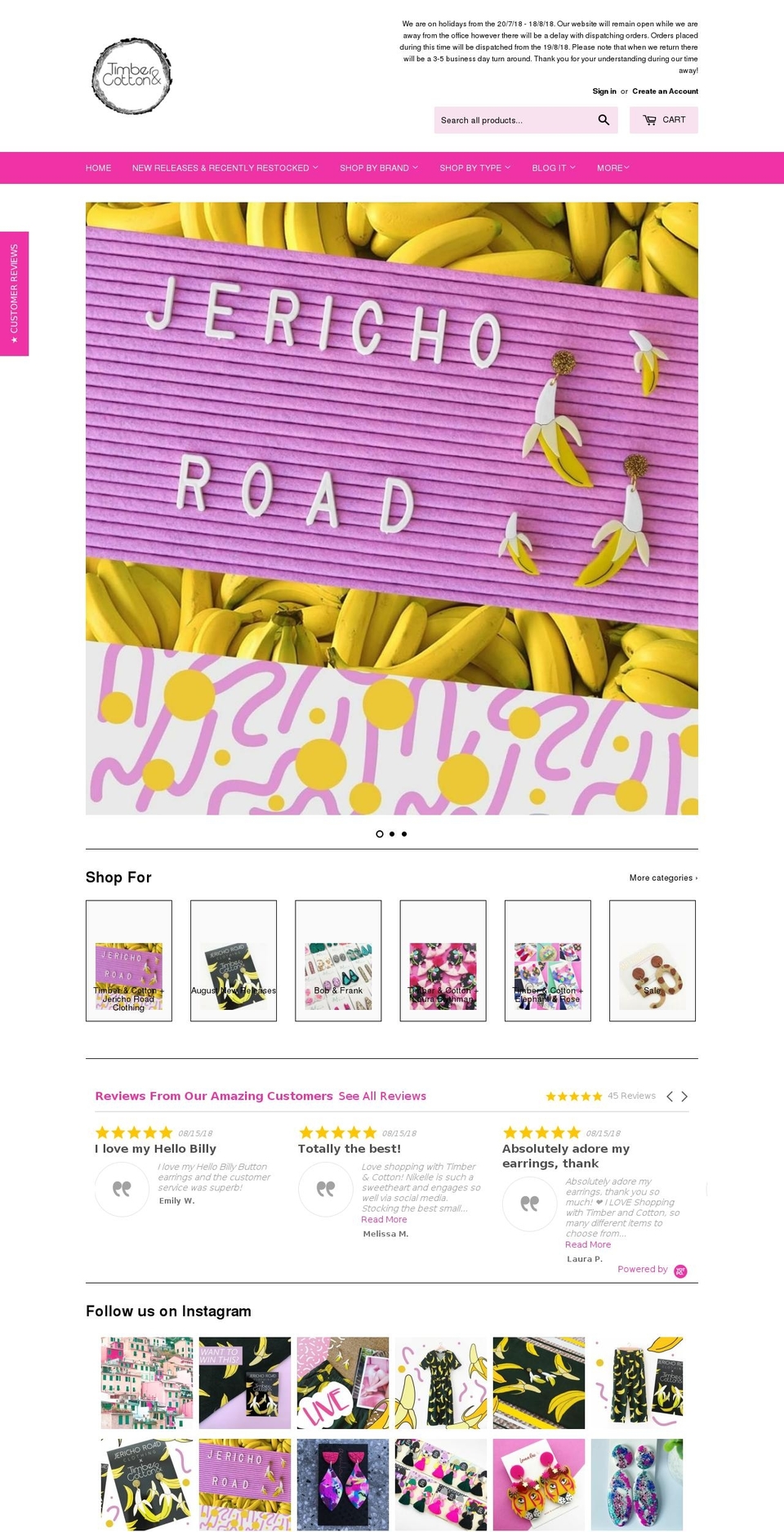 timberandcotton.com.au shopify website screenshot
