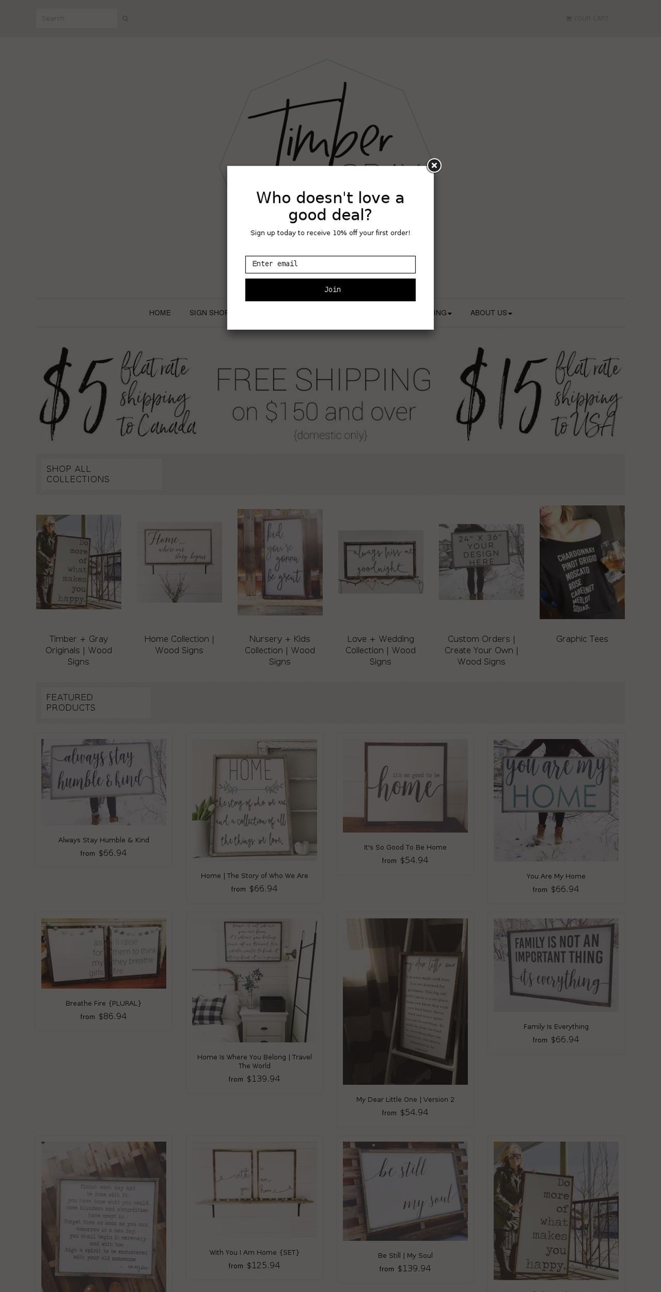 timberandgray.com shopify website screenshot