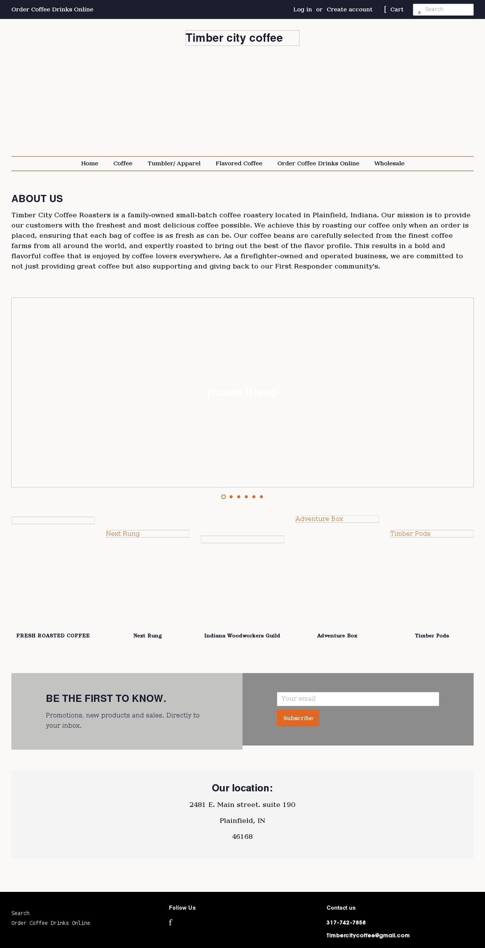 timbercitycoffee.com shopify website screenshot