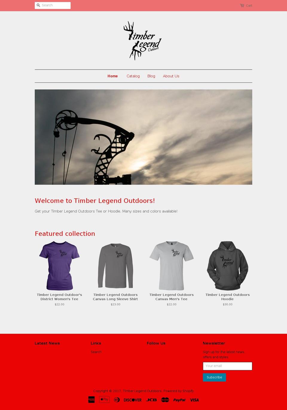 timberlegendoutdoors.com shopify website screenshot