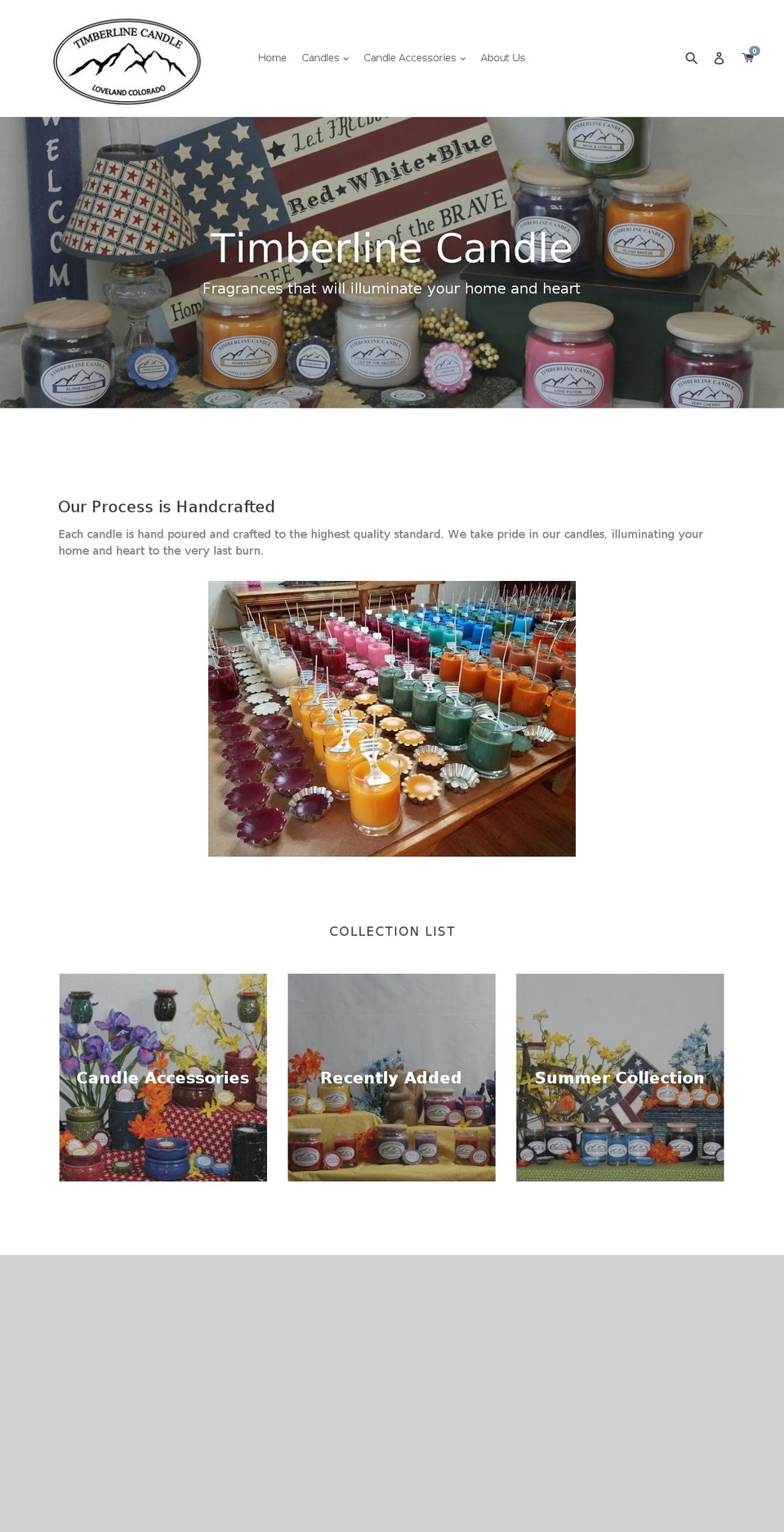 timberlinecandle.com — Shopify storefront screenshot