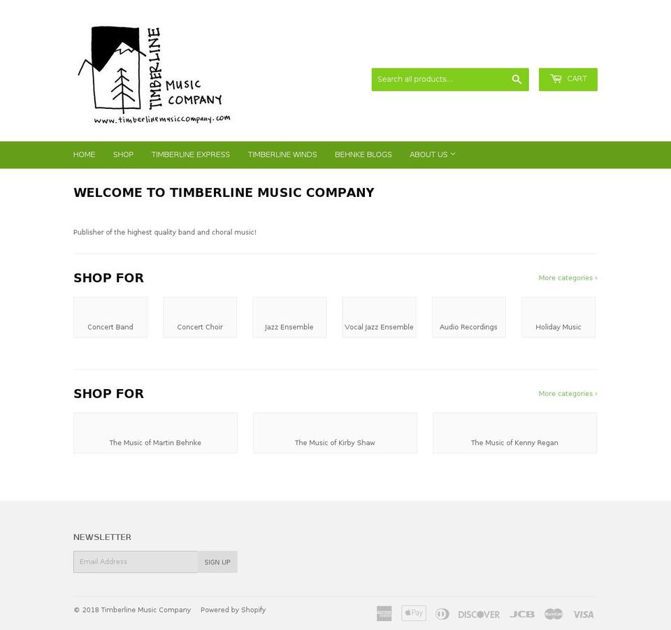 timberlinemusiccompany.com shopify website screenshot