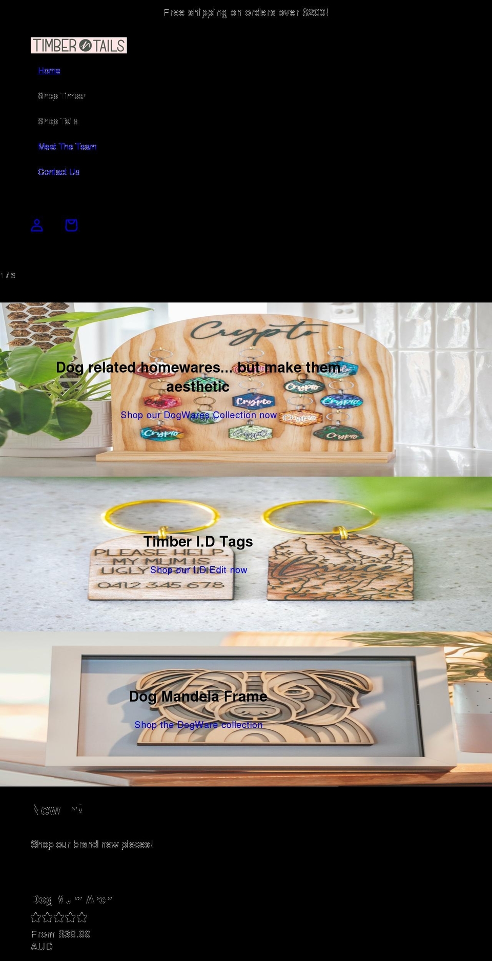 timberntails.com shopify website screenshot