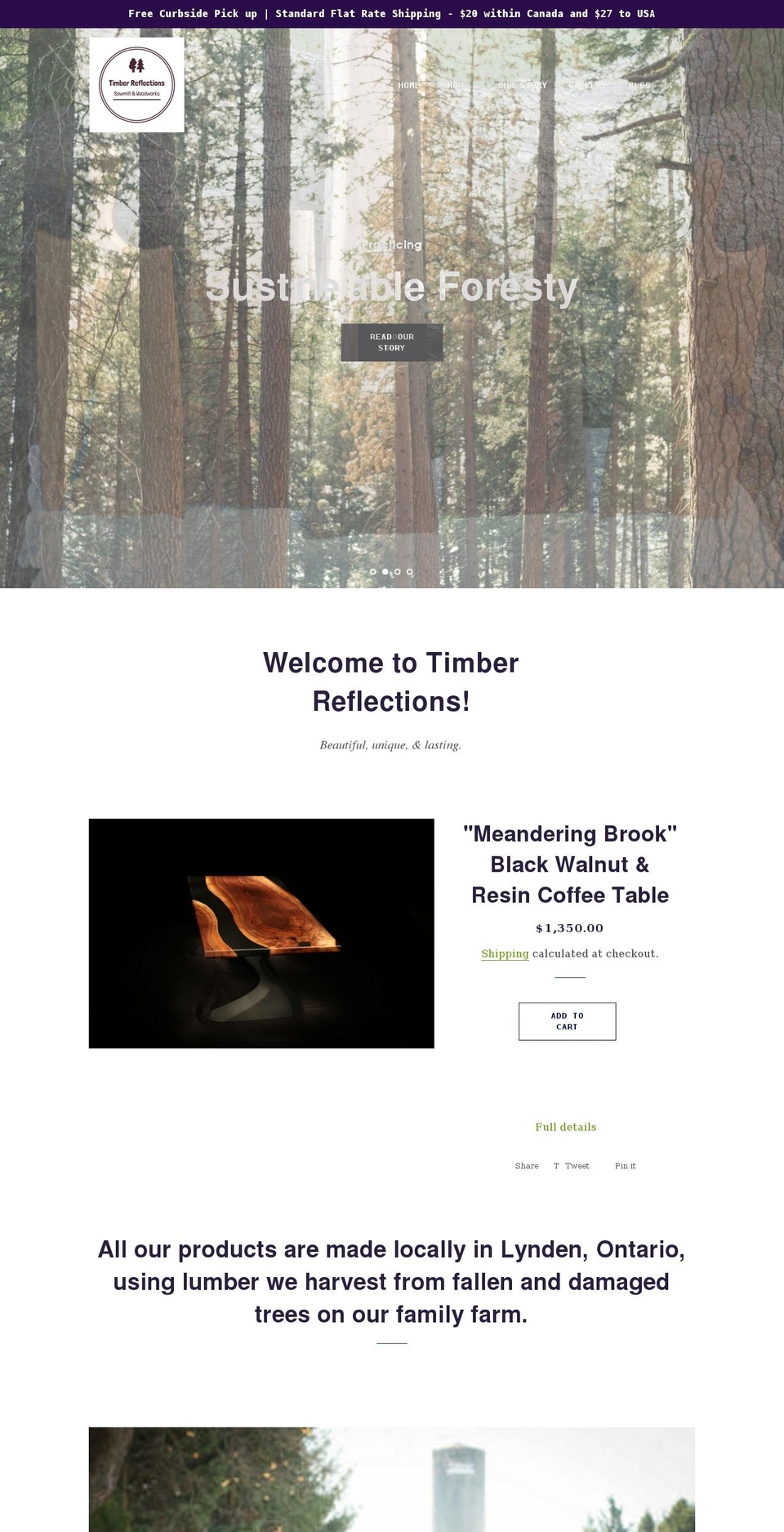 timberreflections.com shopify website screenshot