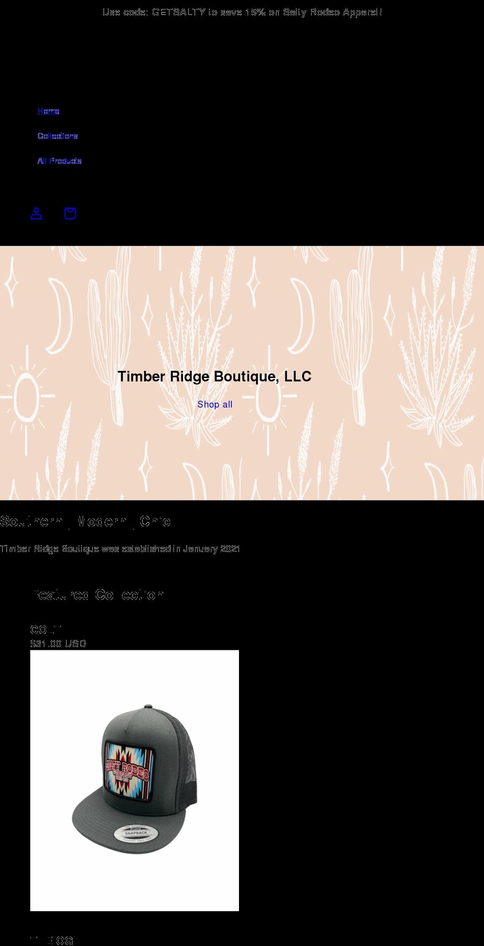 timberridgeboutique.com shopify website screenshot