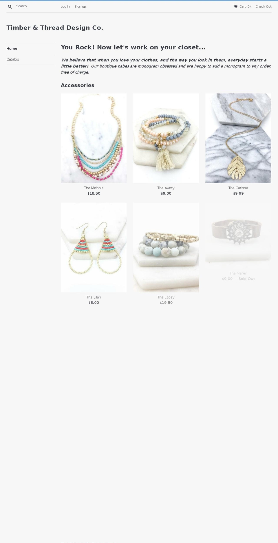 timberthreaddesignco.com — Shopify storefront screenshot