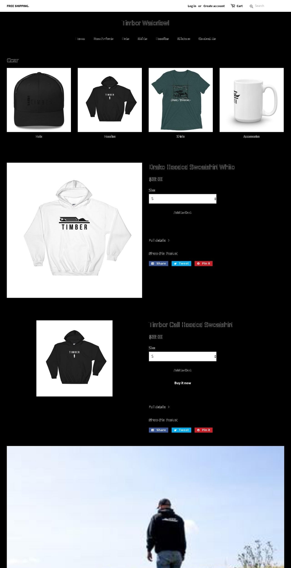 timberwaterfowlco.com — Shopify storefront screenshot