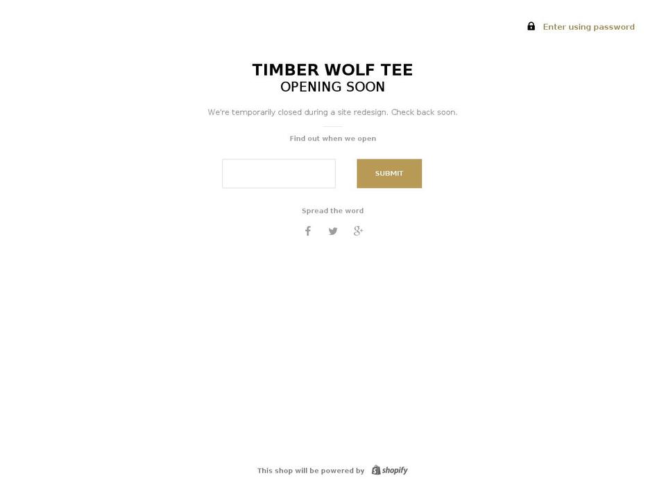 timberwolftee.com — Shopify storefront screenshot