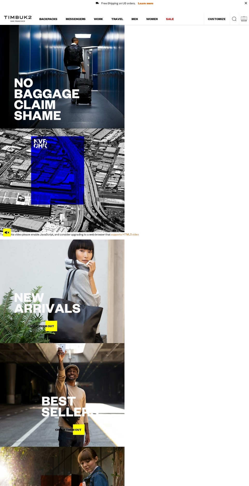 08 \/ 09 \/\/ Never Check Shop The Look Shopify theme site example timbuk2.com