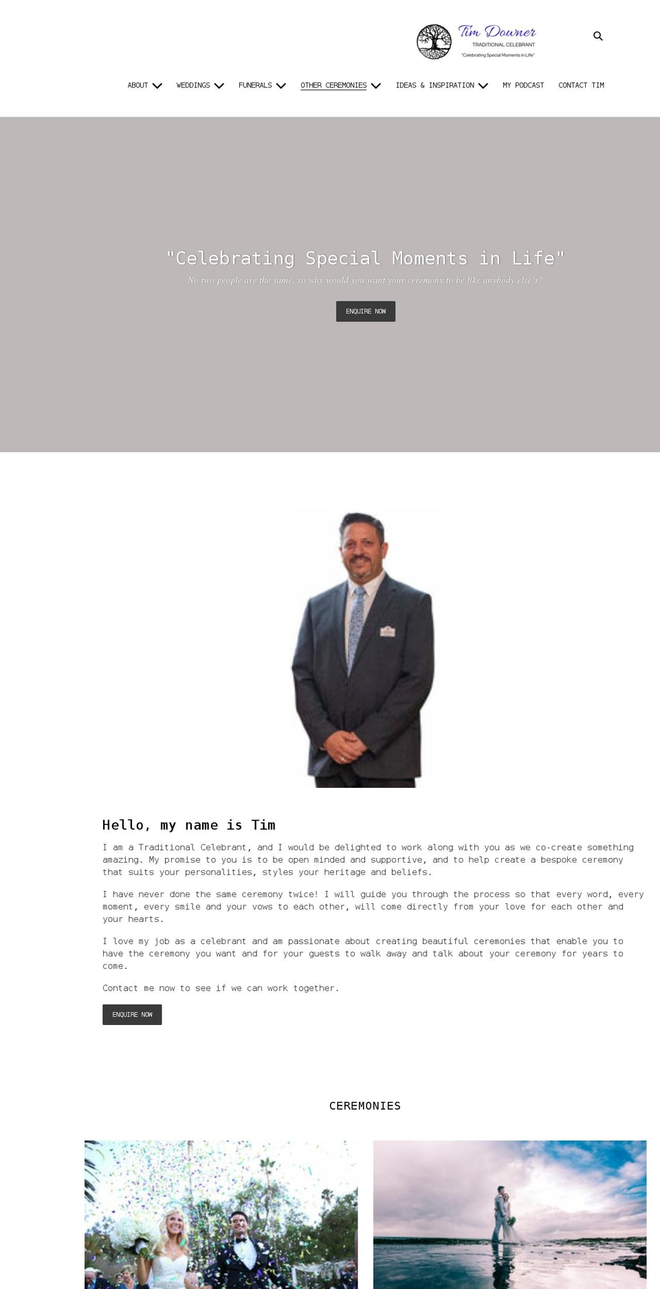 timdownercelebrant.com shopify website screenshot