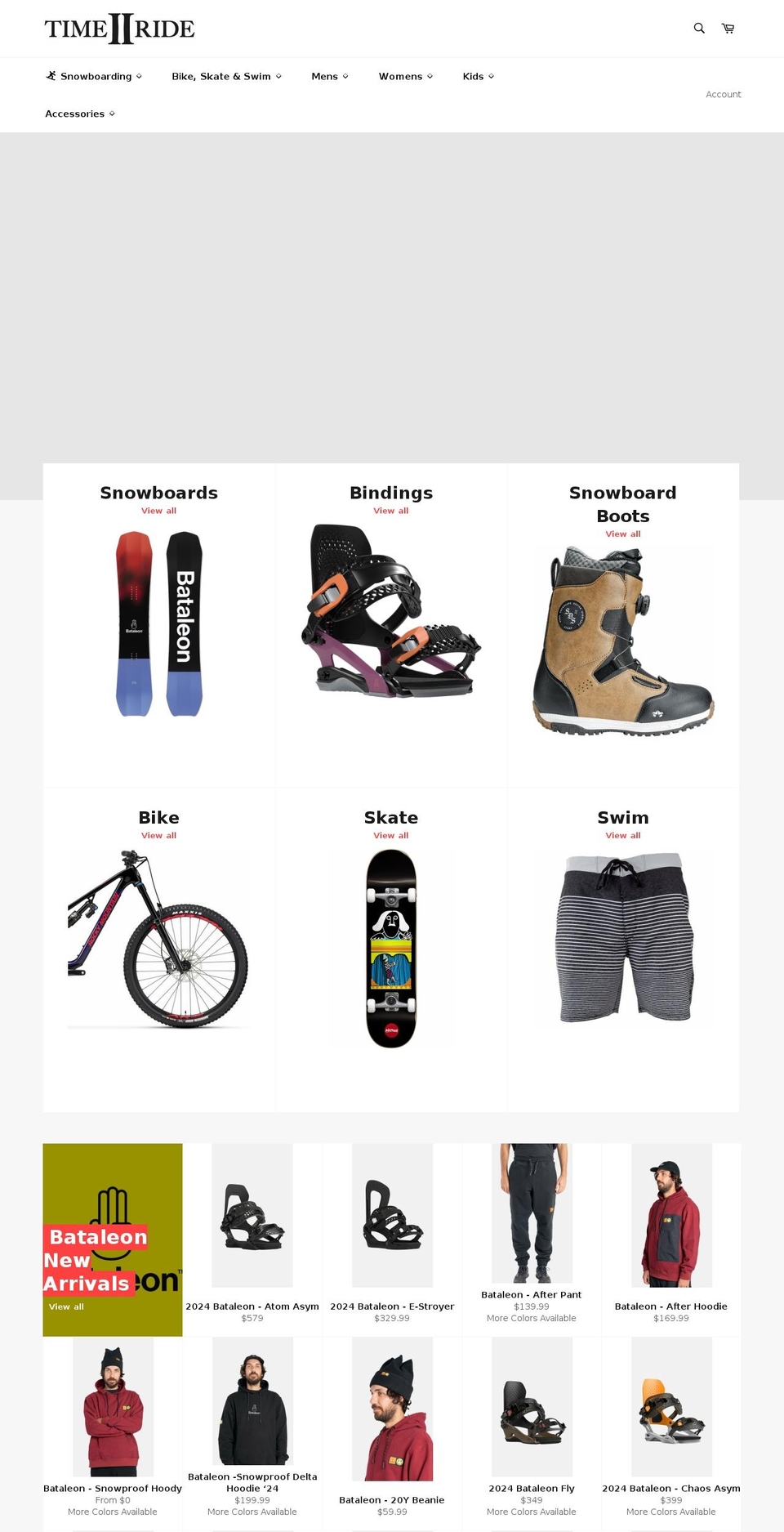 New menu Shopify theme site example time2ride.com.au