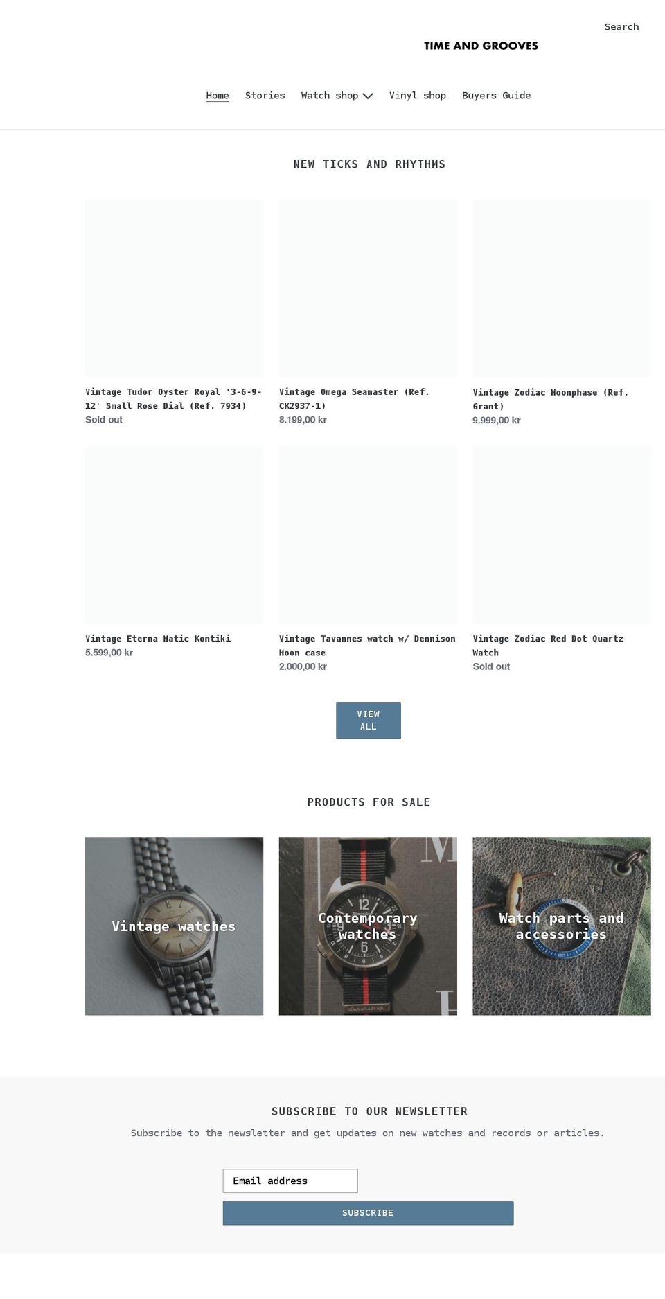 timeandgrooves.com shopify website screenshot