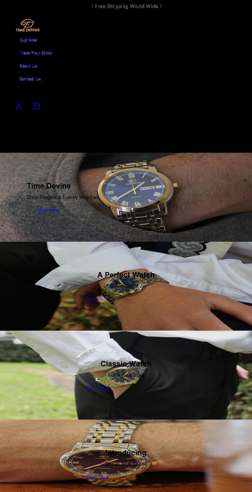 timedevine.com shopify website screenshot