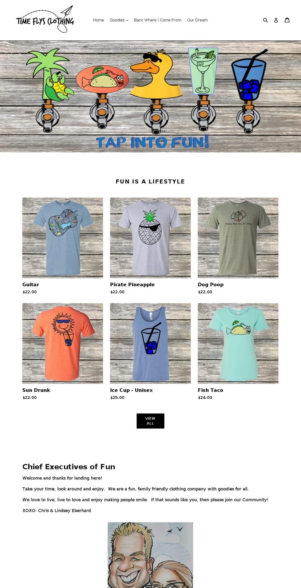 timefliesclothing.com — Shopify storefront screenshot