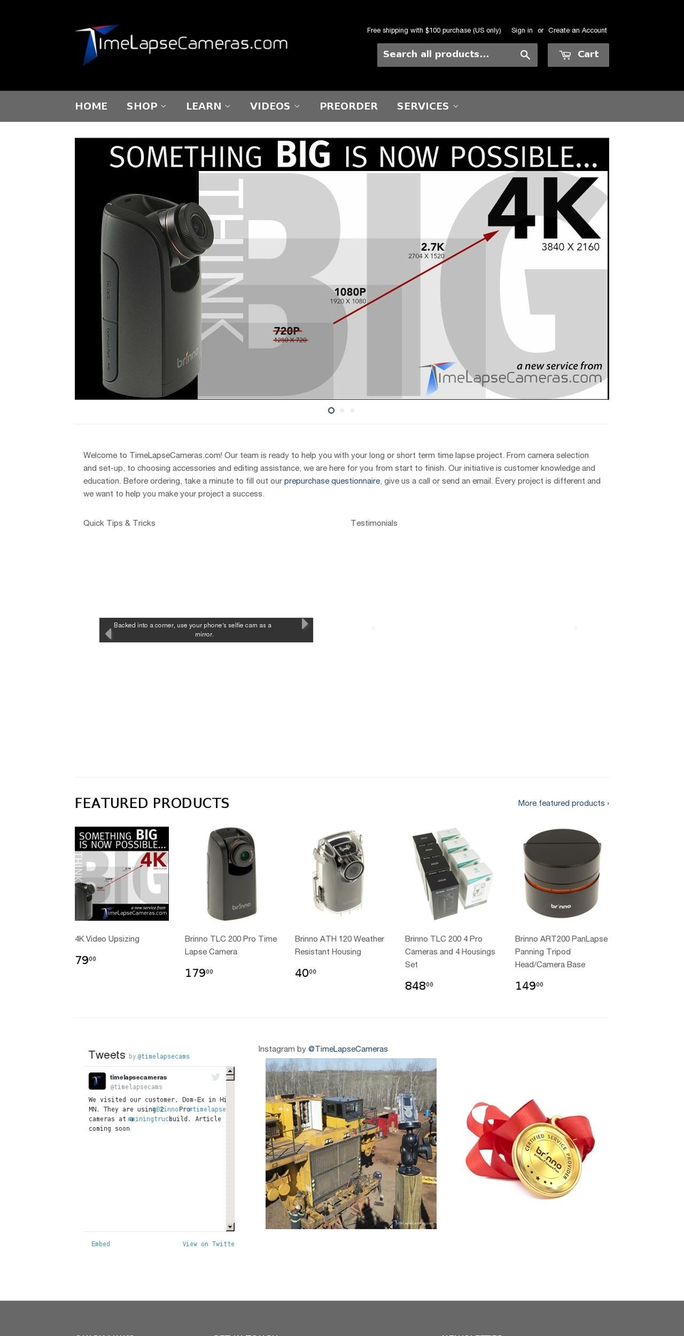 timelapsecameras.com shopify website screenshot