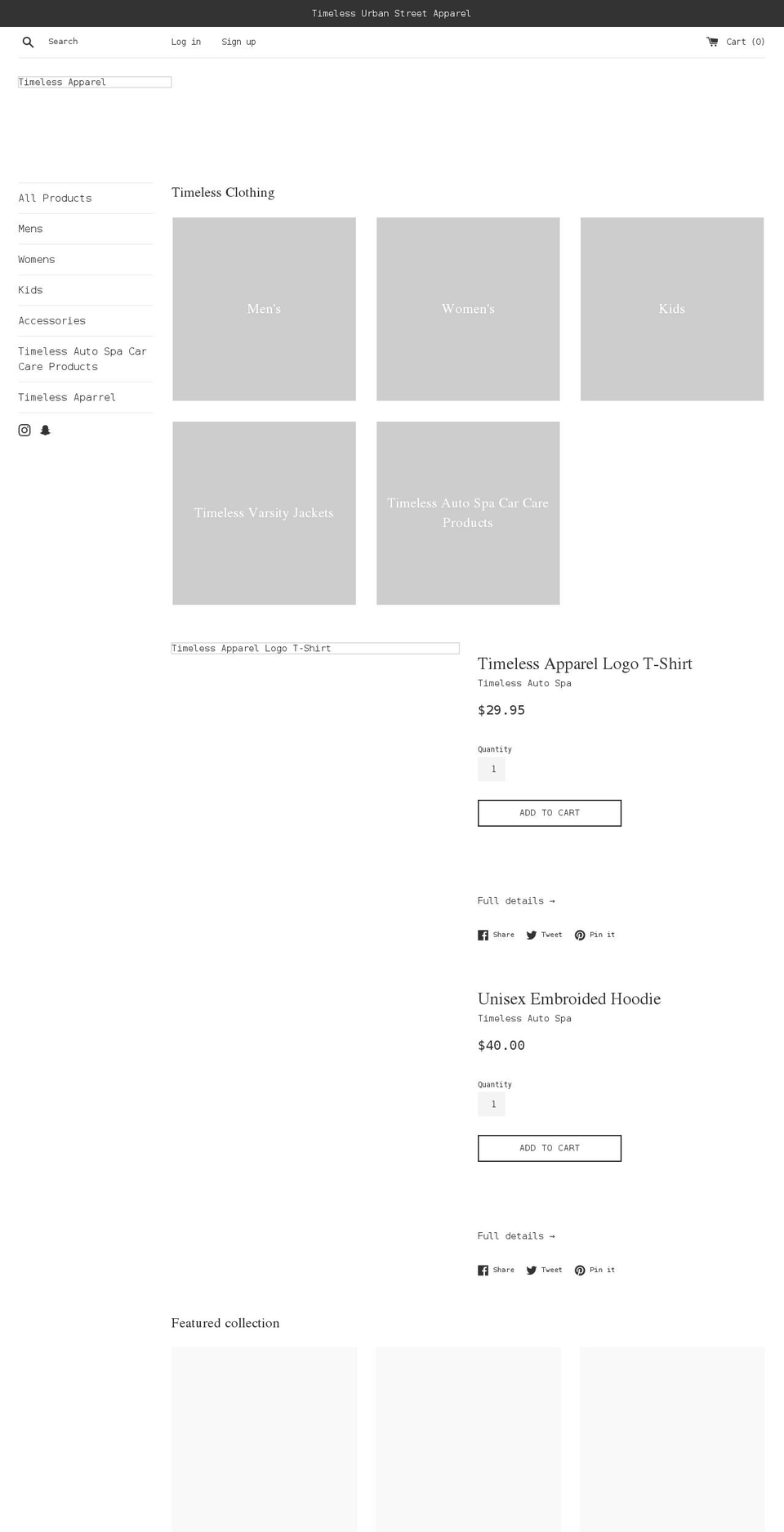 timelessapparel.net shopify website screenshot