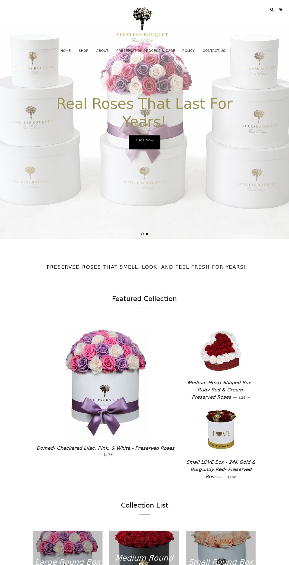 timelessbouquet.com — Shopify storefront screenshot