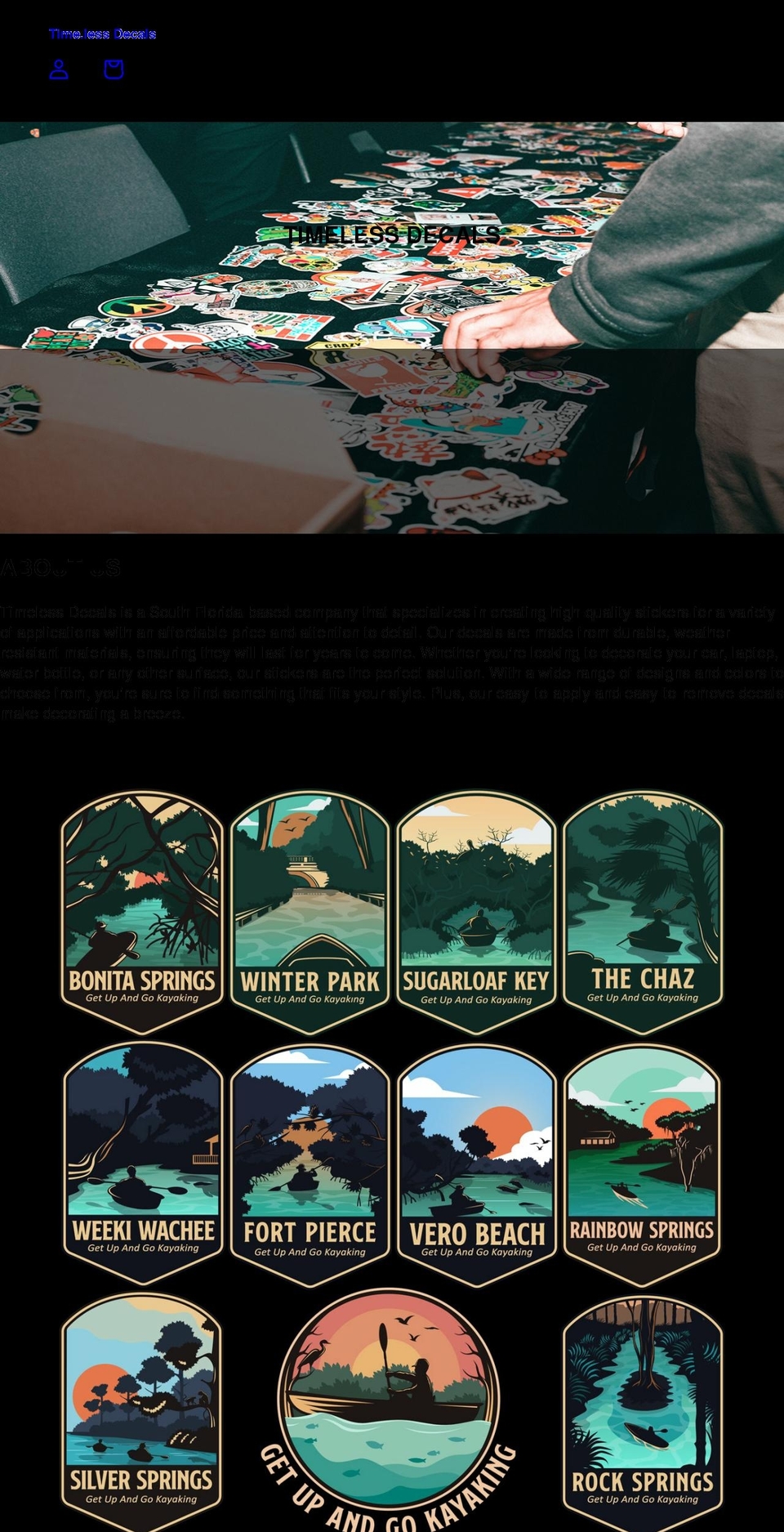 timelessdecals.com shopify website screenshot