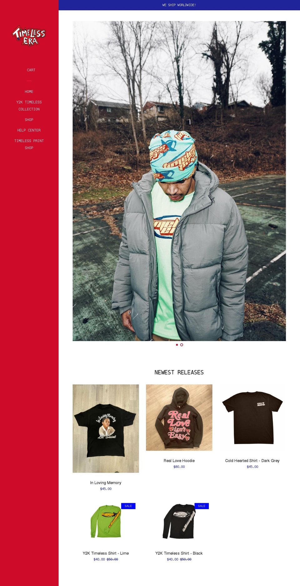 timelesseraclothing.com shopify website screenshot