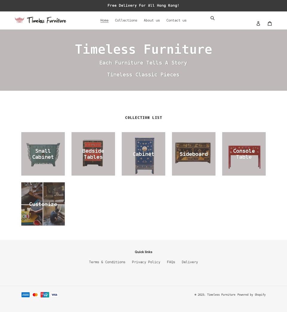 timelessfurnitureshop.com shopify website screenshot