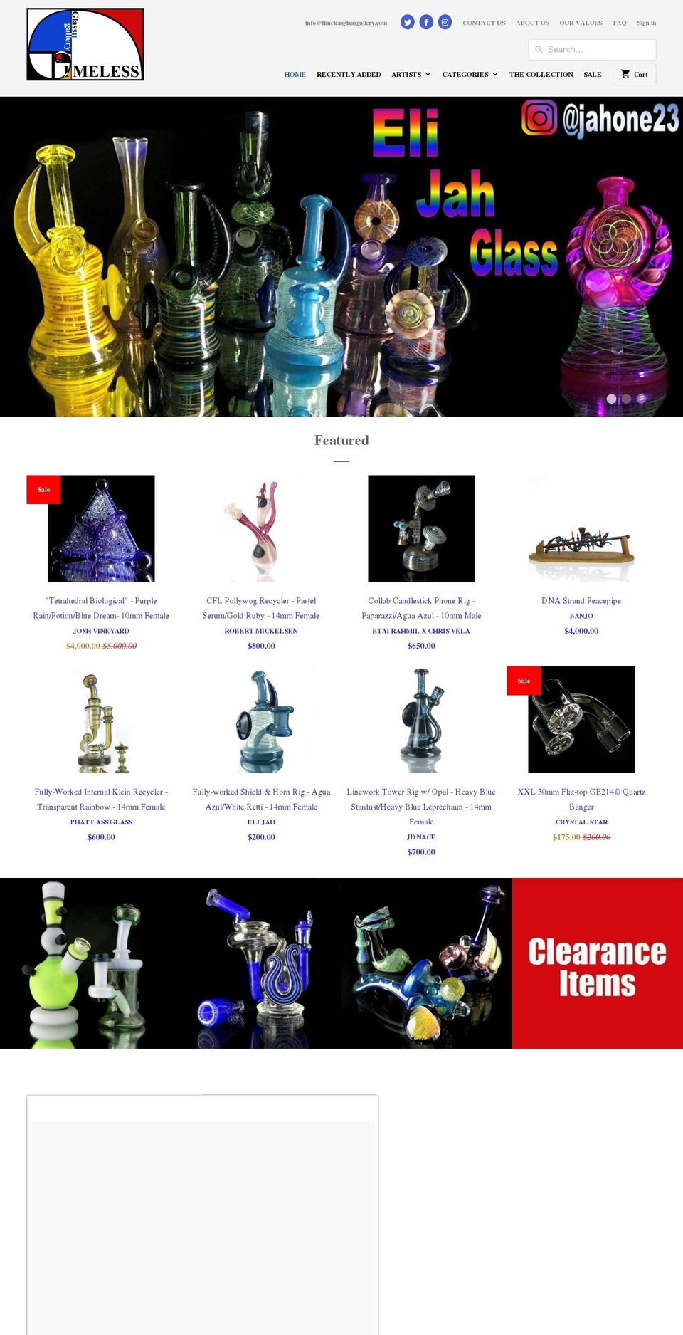 timelessglassgallery.com shopify website screenshot