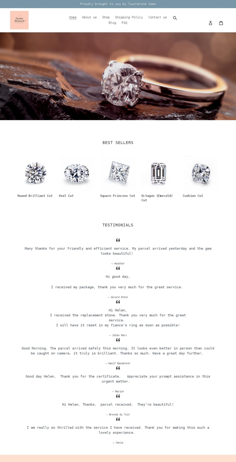 timelessmoissanite.co.za shopify website screenshot