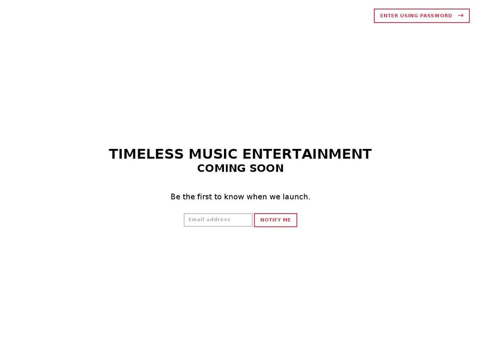 timelessmusicentertainment.com — Shopify storefront screenshot