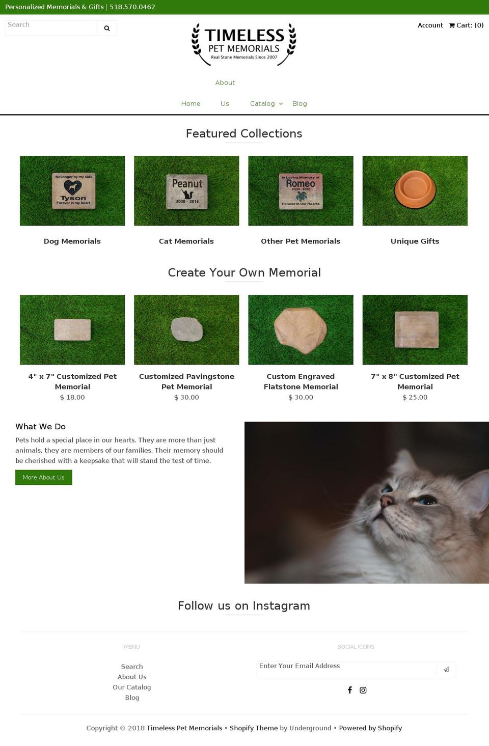timelesspetmemorials.com — Shopify storefront screenshot