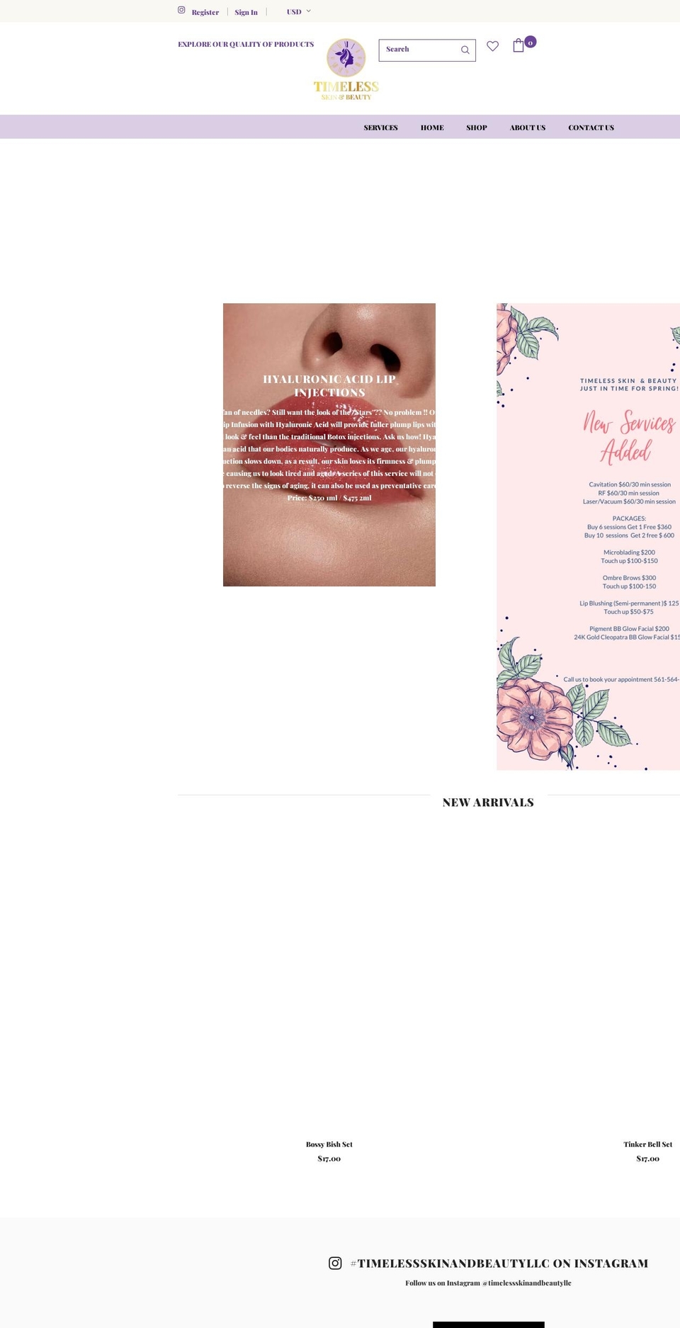 timelessskinnbeauty.com shopify website screenshot